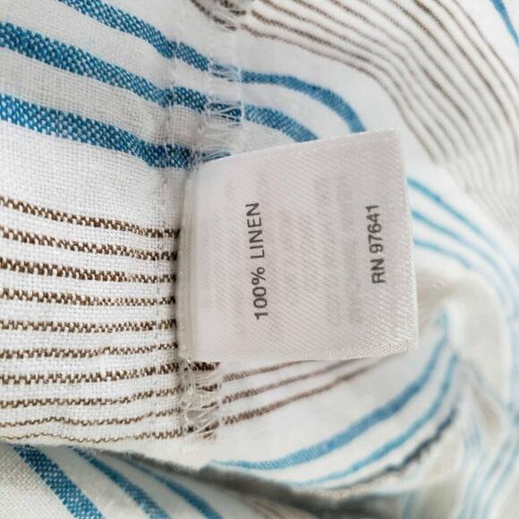 J Jill Love Linen Dress Women’s Large L Gray Blue Striped Geometric Sleeveless - Picture 8 of 10